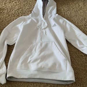 Adidas white hoodie sweatshirt, size small.